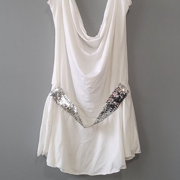 Sexy Women White Loose Dressy Stretch Tunic with Spaghetti Straps Medium N8497 - Picture 1 of 6